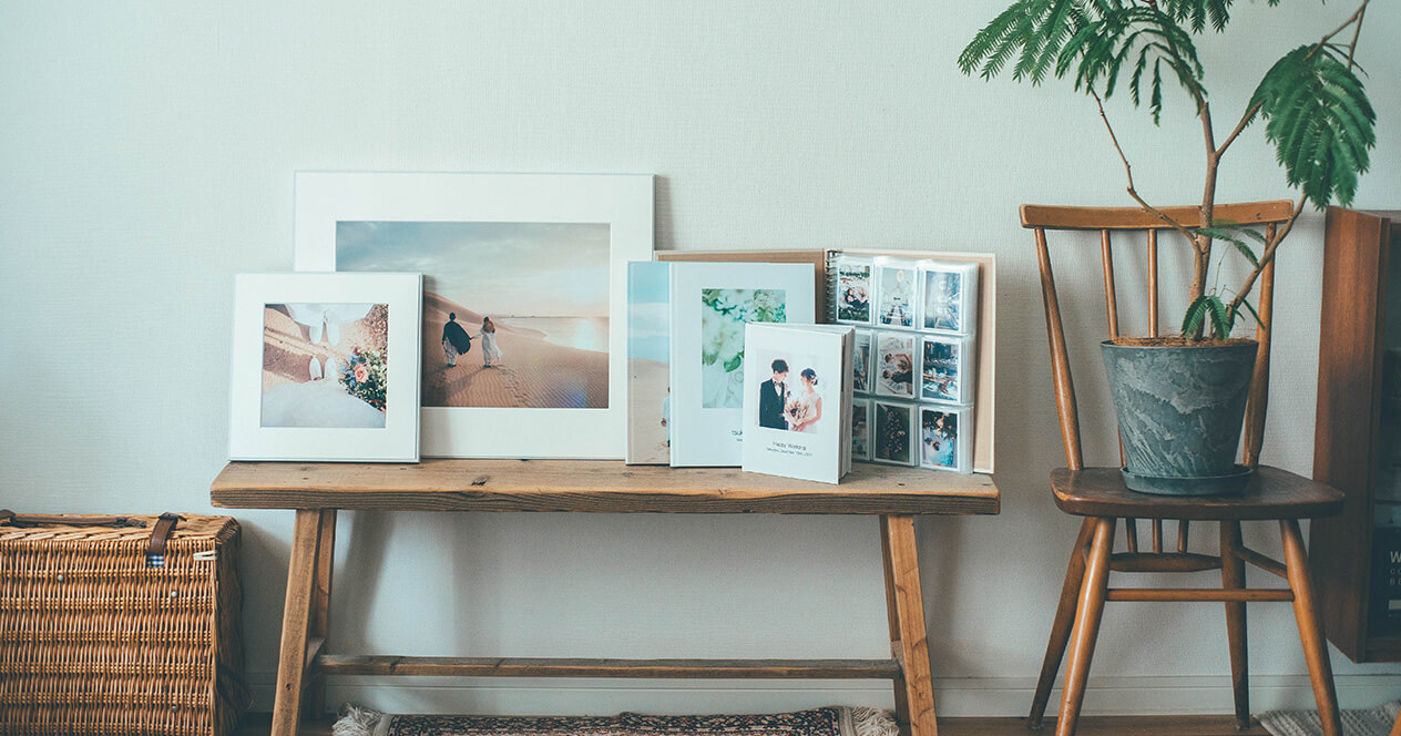 「WALL DECOR 」、「ハーフサイズプリント」、「フォトブック ハードカバー」 が並んでいる写真