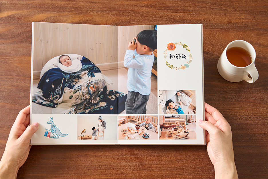 初節句の写真がプリントされたフォトブック ハードカバーの写真