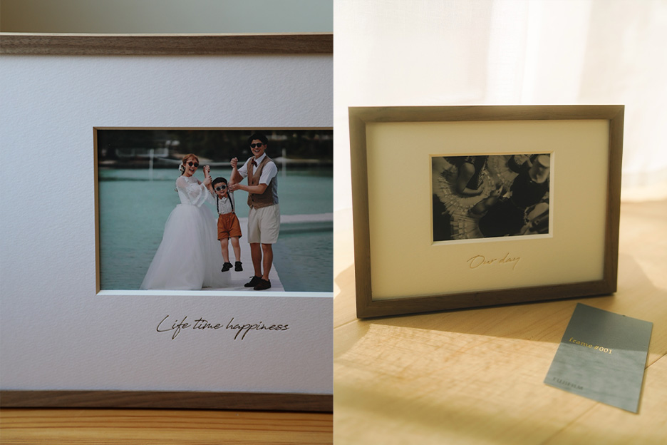 タイトルが箔押しされた「frame #001」の写真